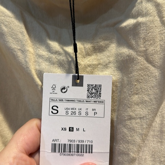 NWT! Zara Neutral Linen Draped Mini Dress S - Picture 4 of 11